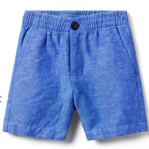 Janie and Jack Blue Linen Cotton Pull On Short 6-12 Months